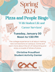 Join us for Pizza and People Bingo on Tuesday, January 30th from Noon to 1:30