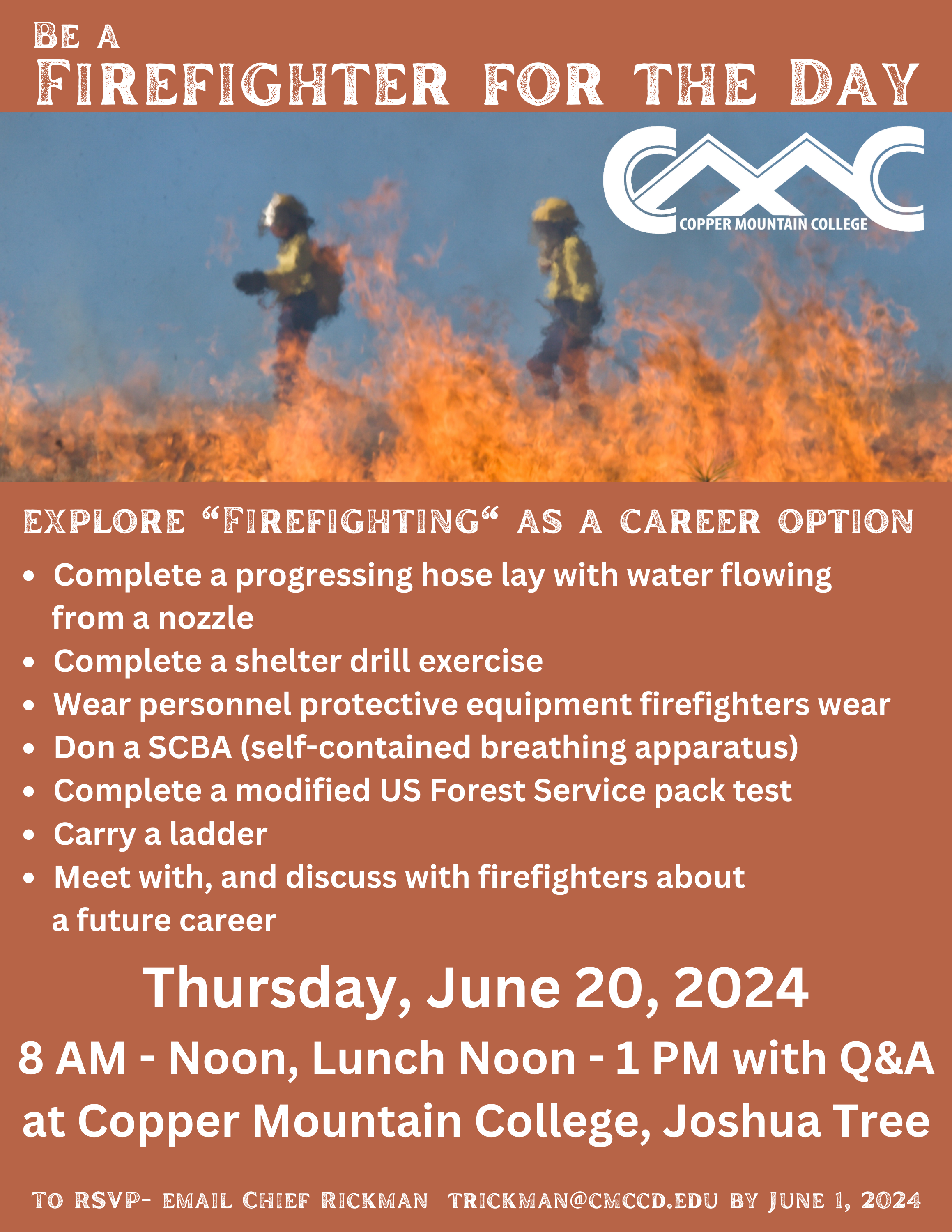 CMC Firefighter for the Day flyer