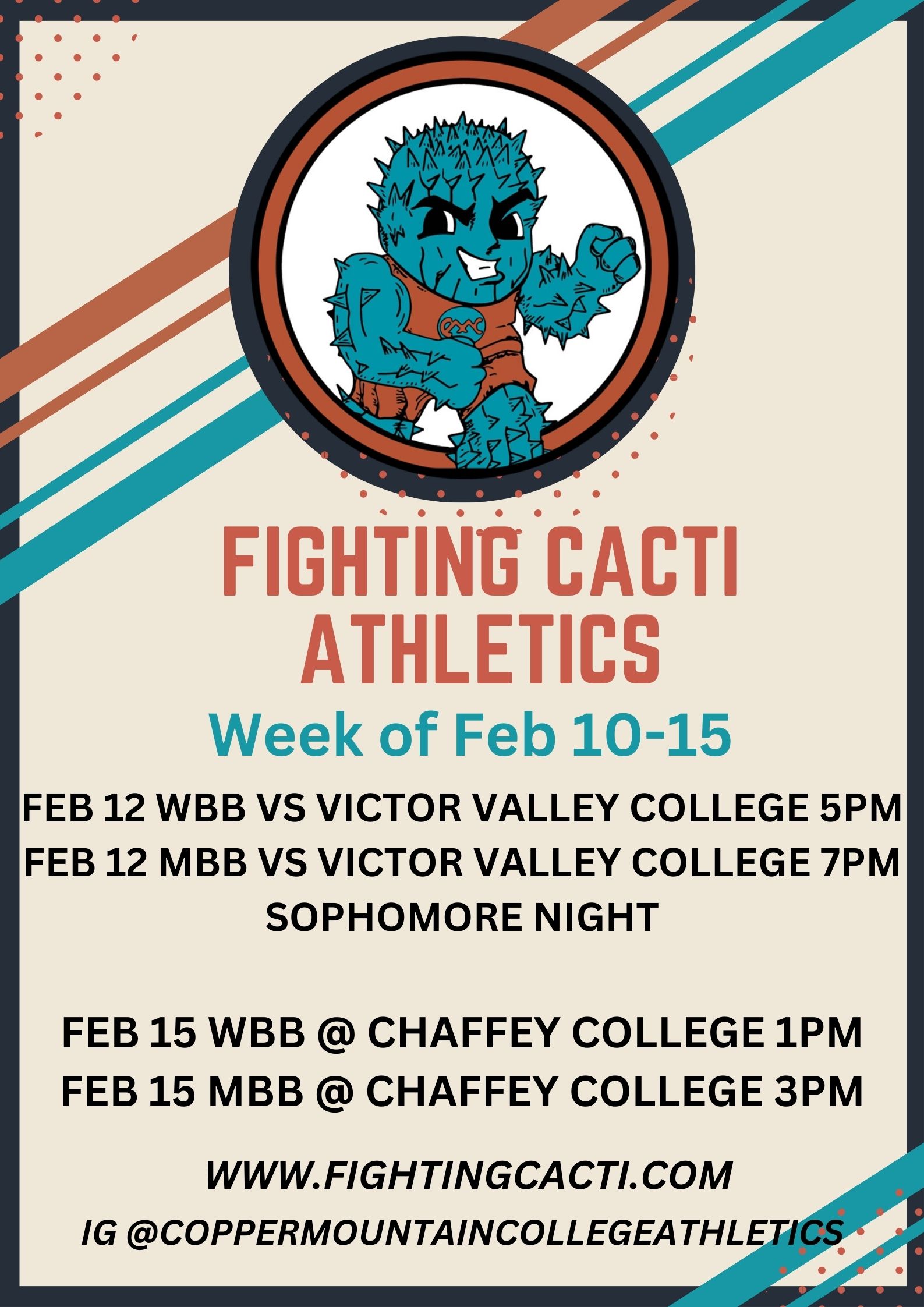 Fighting Cacti Basketball schedule for February 10-15, 2025